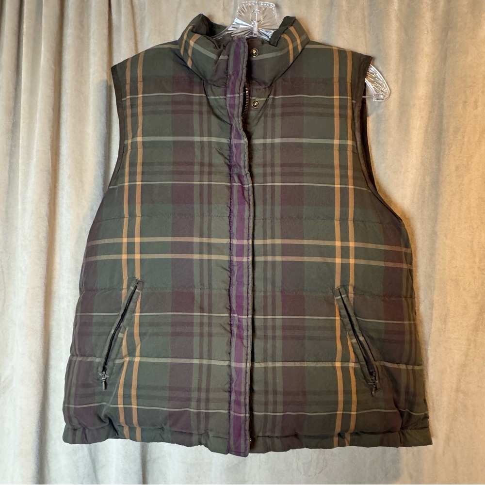Ralph Lauren Premium Goose Down Reversible Plaid Full Zip Puffer Vest XL
